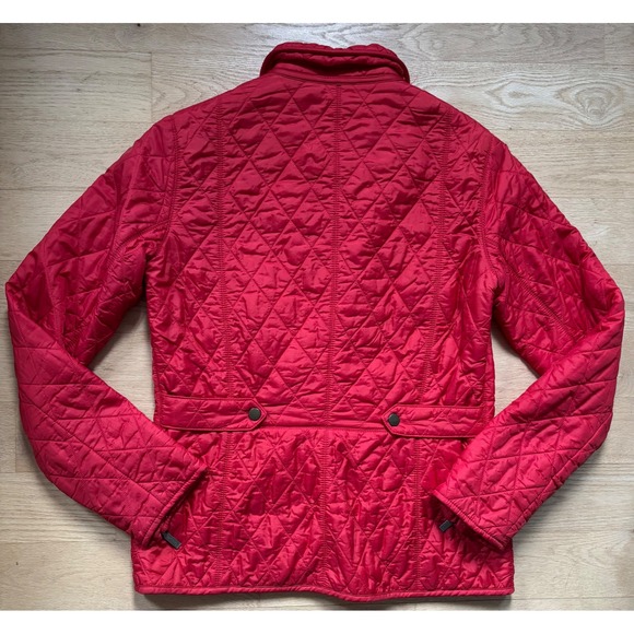 Barbour Flyweight Cavalry Quilted Jacket Red Snap Button Zip Tailor Women US 4 - Picture 8 of 10